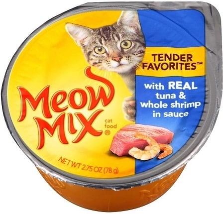 1Meow Mix Tender Favorites with Real Tuna & Whole Shrimp in Sauce Cat Food Trays