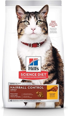 2Hill's Science Diet Dry Cat Food, Adult, Hairball Control, Chicken Recipe