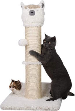 3PutnPurr 32.5 Tall Alpaca Cat Scratching Post with Dangling Ball