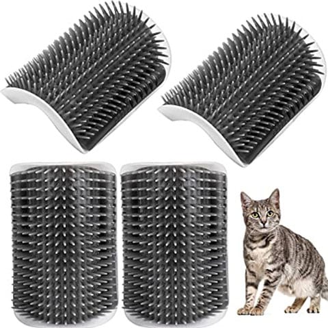 8 Cat Self Groomer, 4 Pack Soft Cat Face Scratcher Wall Corner Grooming Brush Cat Massage Combs with Catnip