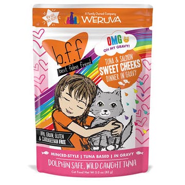 BFF Oh My Gravy! Tuna & Salmon Sweet Cheeks Dinner in Gravy Wet Cat Food Pouches