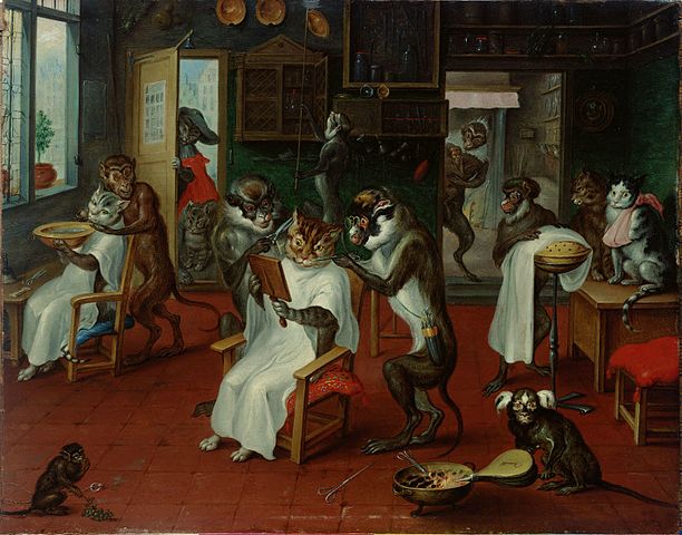Barbershop with monkeys and cats_Abraham Teniers_Wikimedia Commons