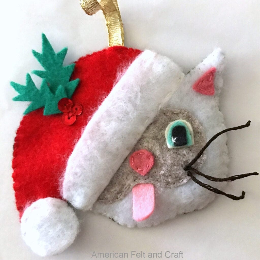 Christmas Kitten DIY Felt Ornament by American Felt and Craft