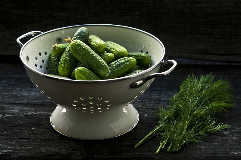 Cucumbers in Colander