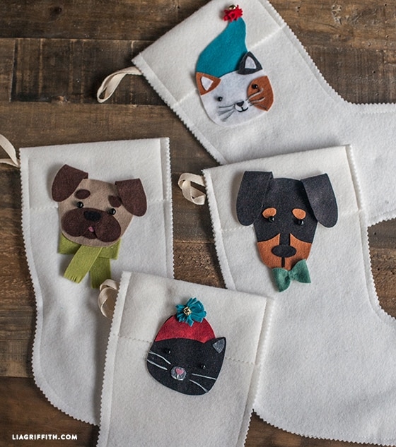 DIY Personalized Felt Pet Stockings by Lia Griffith