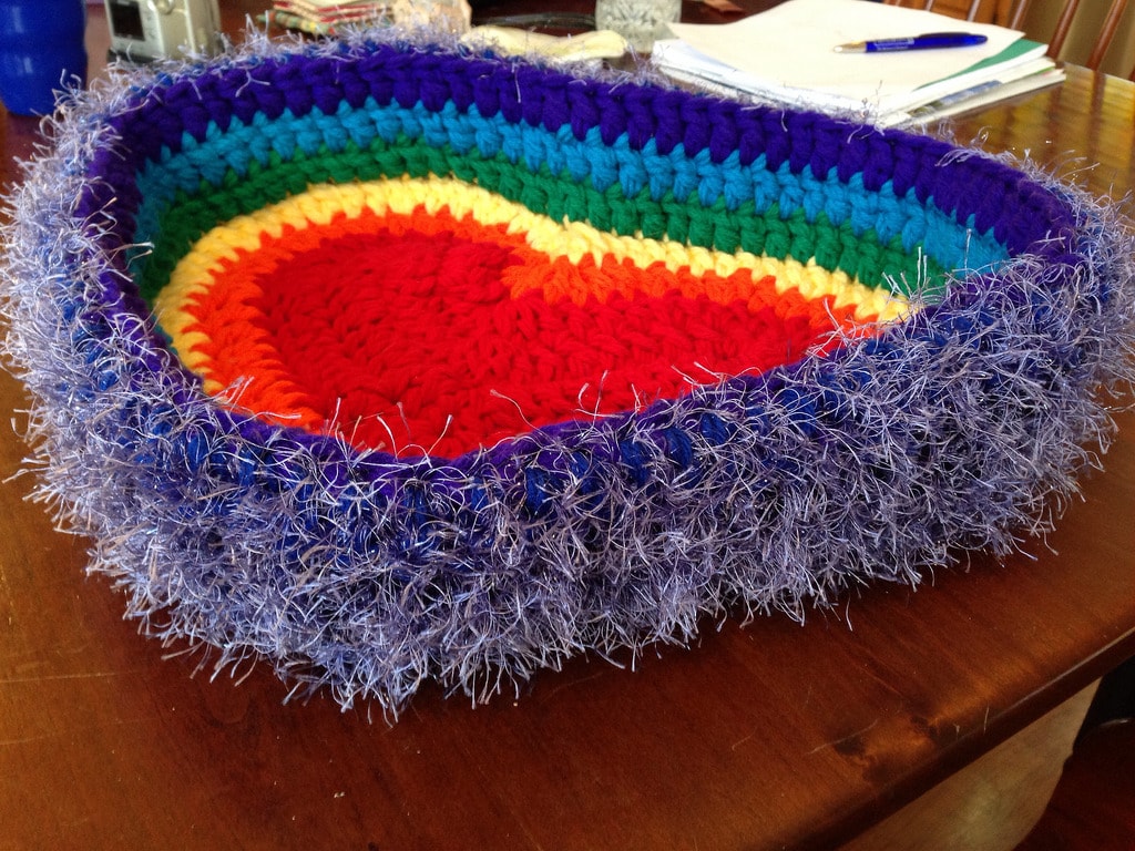 DIY Rainbow Heart Cat Bed