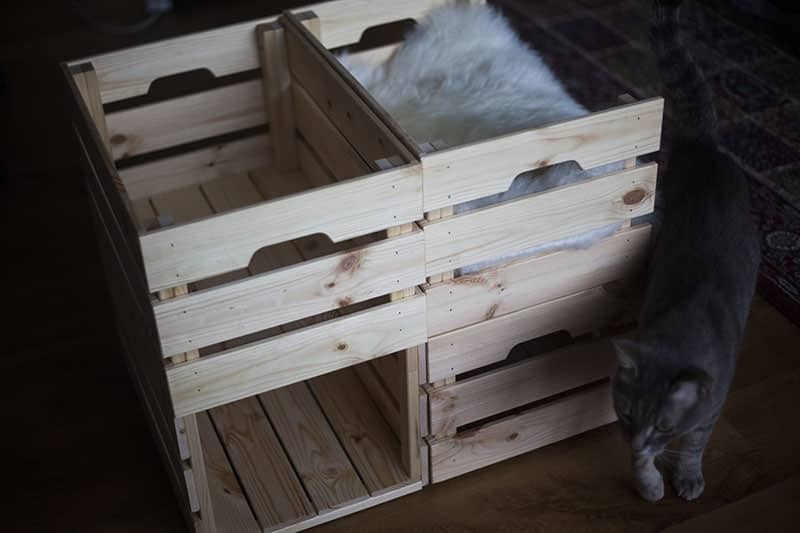 DIY Wooden Crate Cat Bed