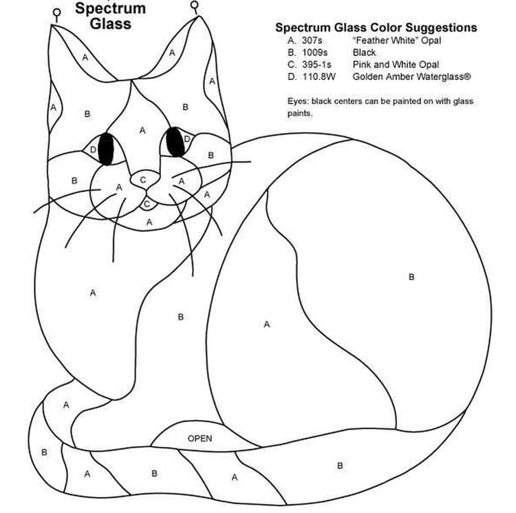 DIY stained glass cat pattern