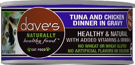 Dave’s Pet Food Naturally Healthy Grain-Free Tuna & Chicken Dinner in Gravy