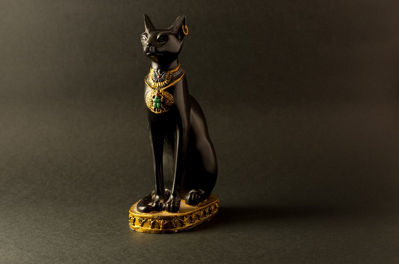 Egyptian black bastet cat figurine