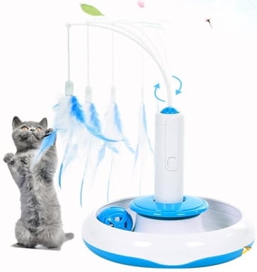 Electronic Interactive Feather Wand Teaser Toy