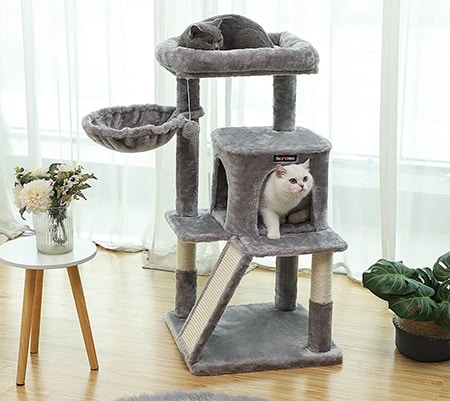 FEANDREA Faux Fleece Cat Tree & Condo