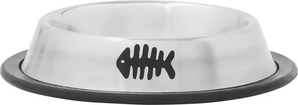 Frisco Fish Print Non-Skid Stainless Steel Dish Cat Bowl Silver Color