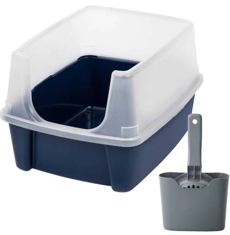 Frisco Plastic Litter Scooper with Caddy + IRIS Open Top Litter Box with Shield