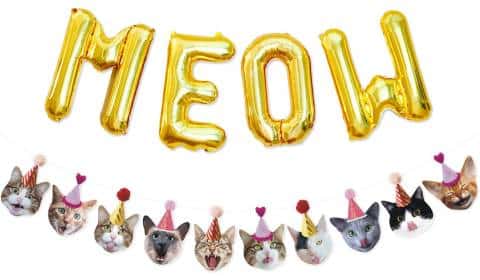 Funny Cat Party Garland Meow Letter Balloons