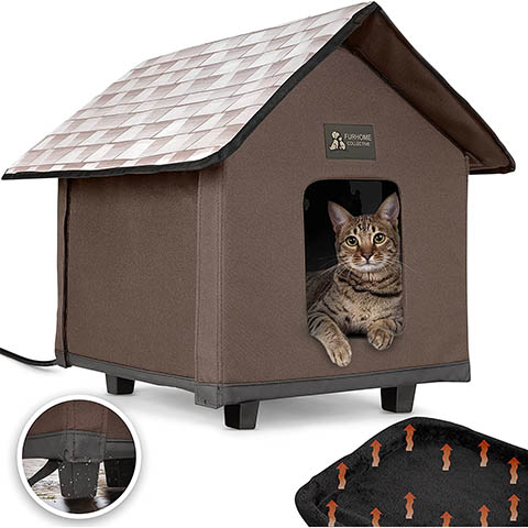 FurHome Collective Elevated Heated Cat House w: Heating Pad
