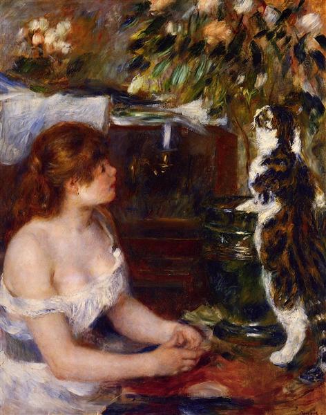 Girl and Cat_Pierre-Auguste Renoir_Wikiart