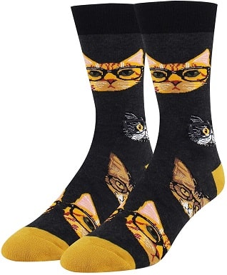 HAPPYPOP Men Orange Cat Animal Socks