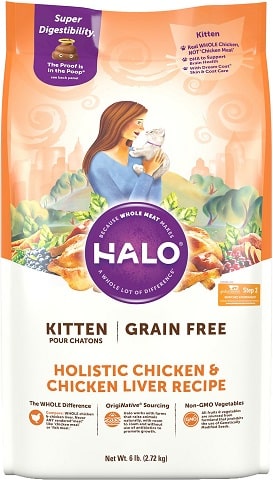 Halo Grain-Free Holistic Chicken & Chicken Liver Kitten Food