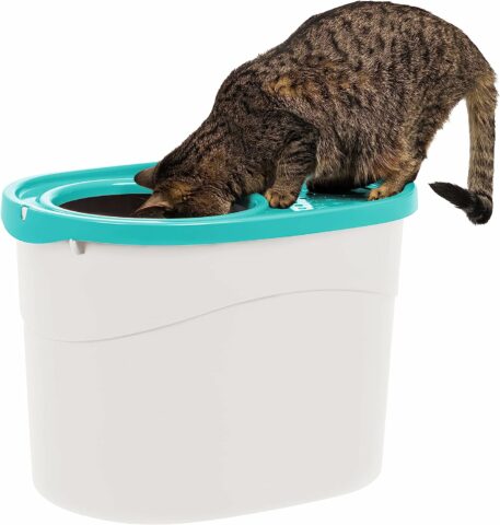 IRIS Large Round Top Entry Cat Litter Box & Scoop