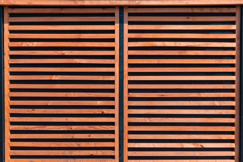 Lattice from wooden planks close-up