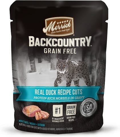 Merrick Backcountry Grain-Free Morsels in Gravy Real Duck Recipe Cuts Cat Food Pouches