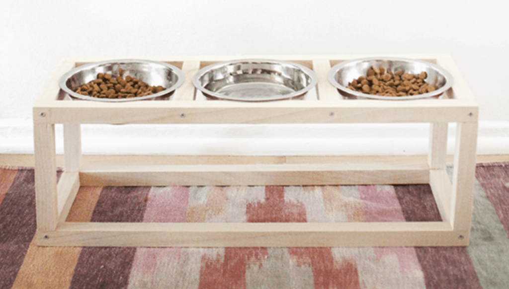 Modern Wooden Elevated Cat Feeding Station by Almost Makes Perfect
