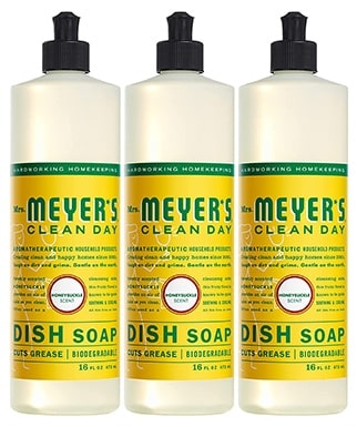 Mrs. Meyer's Dishwashing Liquid Dish Soap, Cruelty Free Formula, Honeysuckle Scent