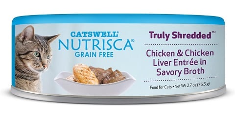 NUTRISCA Truly Flaked Canned Wet Cat Food, Grain-Free, Chicken & Chicken Liver in Broth
