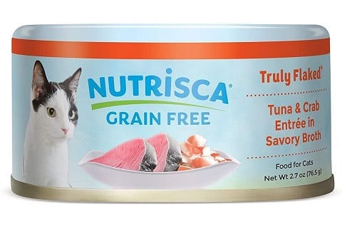 NUTRISCA Truly Flaked Canned Wet Cat Food, Grain-Free, Tuna & Crab in Broth