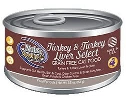 NutriSource Grain Free Turkey & Turkey Liver Select Canned Cat Food