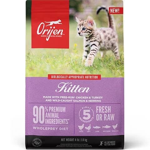 ORIJEN Free Run Chicken & Turkey, & Wild Caught Salmon & Herring Grain-Free Dry Kitten Food
