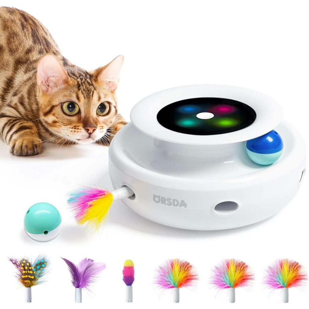 Fun interactive toy has a mouse that will sway on top.