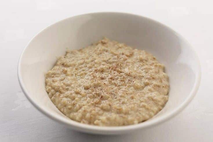 Oatmeal in a white bowl