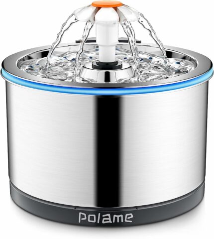 POLAME Cat Water Fountain Stainless Steel