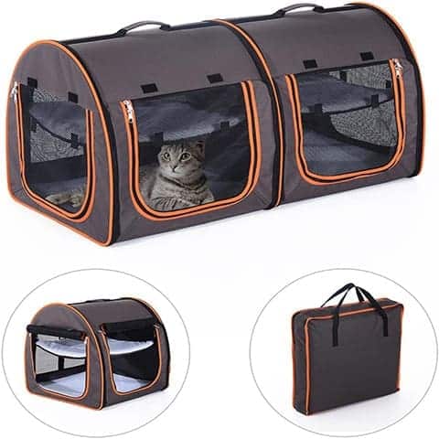 Pawhut D00-080GY Soft-Sided Dual Pet Carrier