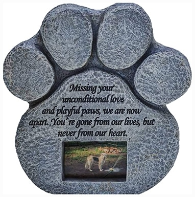 Pawprints Remembered Pet Memorial Stone with Picture Frame