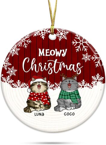 Personalized Cat Christmas Ceramic Ornament