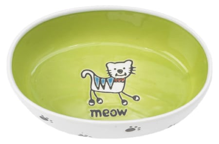 PetRageous Designs Silly Kitty Oval Ceramic Cat Bowl