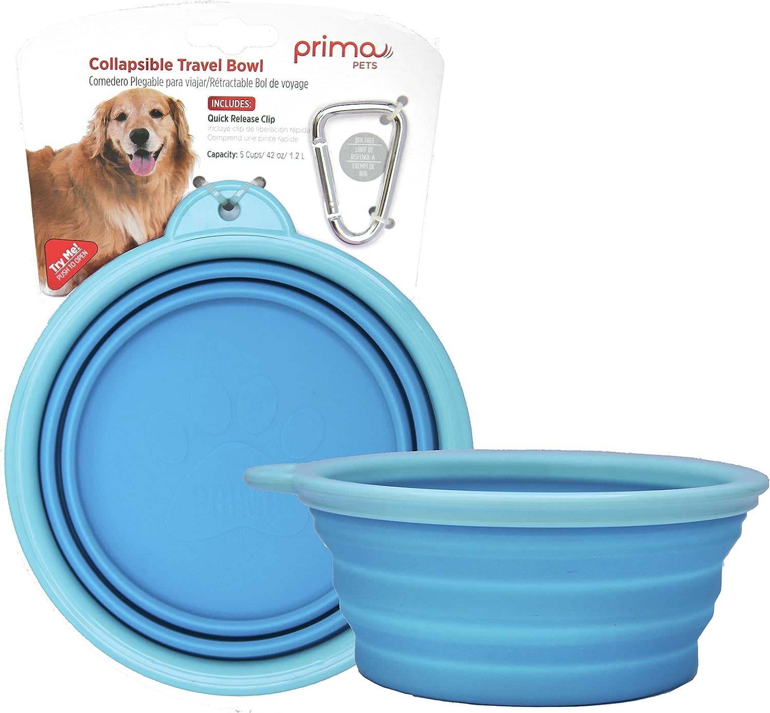 Prima Pets Collapsible Travel Bowl with Carabiner