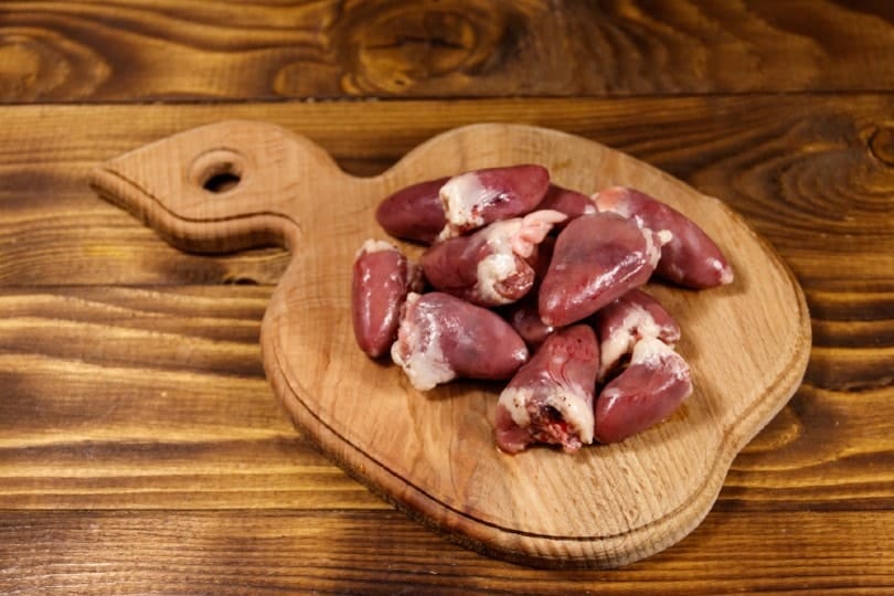 Raw chicken hearts