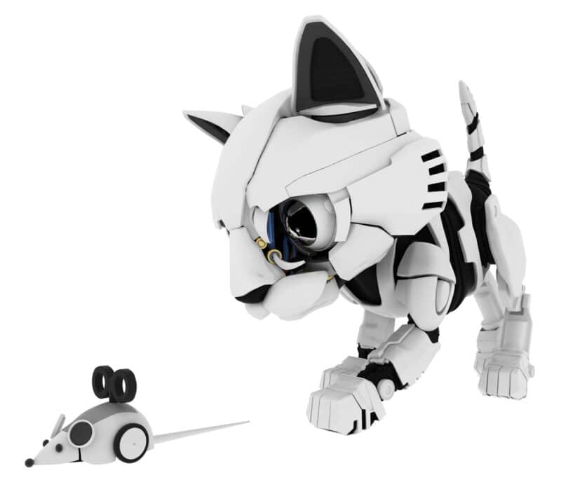 Robotic kitten with mouse