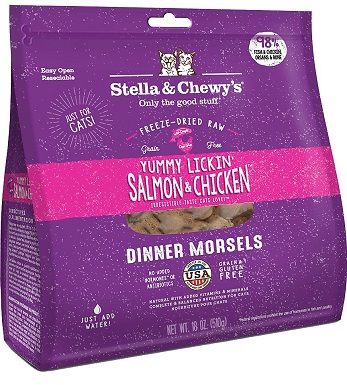 Stella & Chewy's Yummy Lickin' Salmon & Chicken Dinner Morsels Freeze-Dried Raw Cat Food