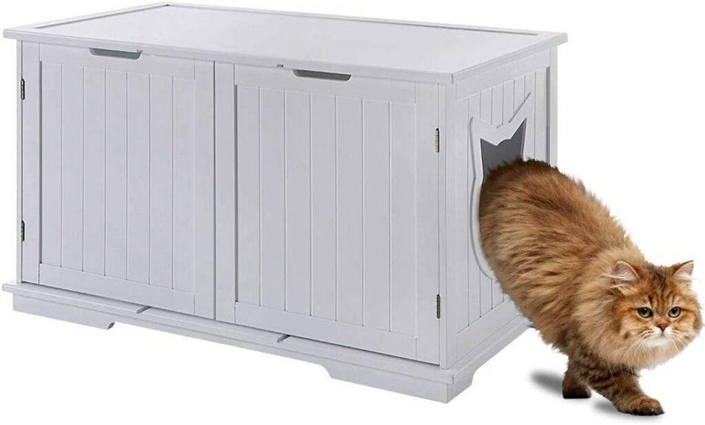Sweet Barks Wooden Washroom Bench Cat Litter Box Enclosure