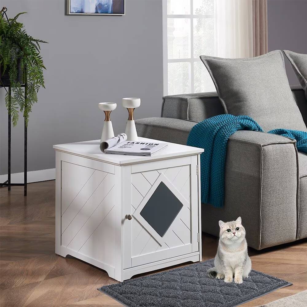 UniPaws Decorative Diamond Design Cat Litter Box Enclosure