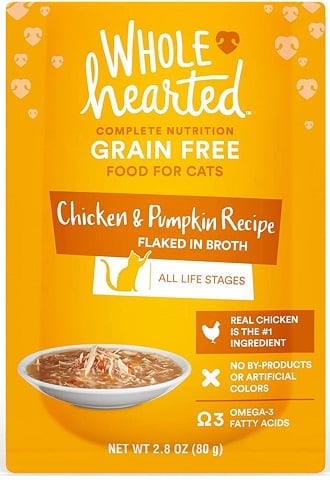 WholeHearted Grain Free Chicken & Pumpkin Recipe Flaked in Broth_Wet Cat Food