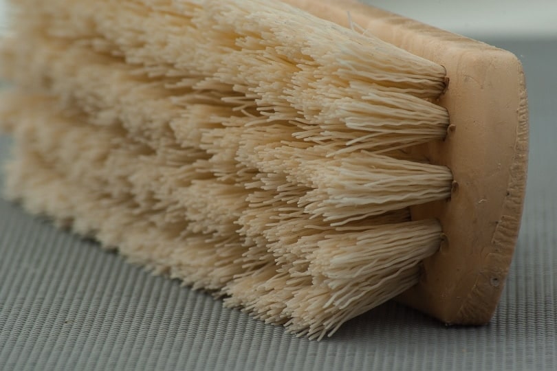 Wooden brush on its side