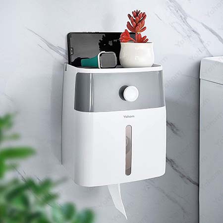 YOHOM Toilet Paper Roll Holder With Shelf and Drawer