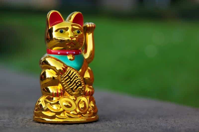 a gold maneki neko