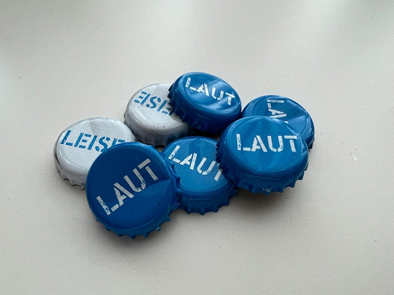 blue and white bottlecaps